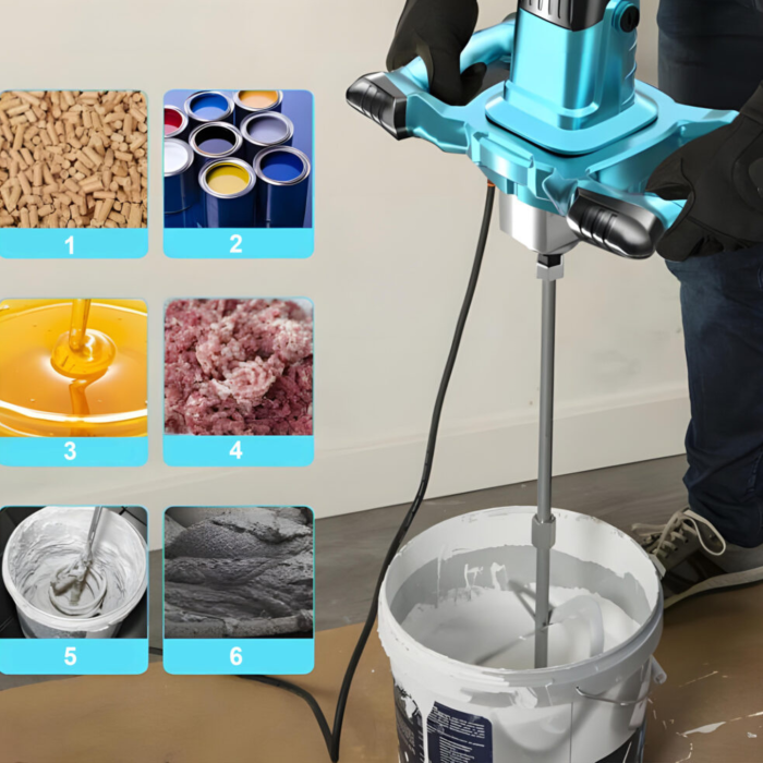 Mixer electric profesional VarioShop® 2800W, albastru, malaxor pentru mortar, adeziv, vopsea și beton, 6 trepte de viteză, motor din cupru, filet M14, utilizare intensiva [8]