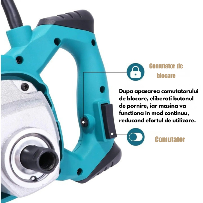Mixer electric profesional VarioShop® 2800W, albastru, malaxor pentru mortar, adeziv, vopsea și beton, 6 trepte de viteză, motor din cupru, filet M14, utilizare intensiva [4]