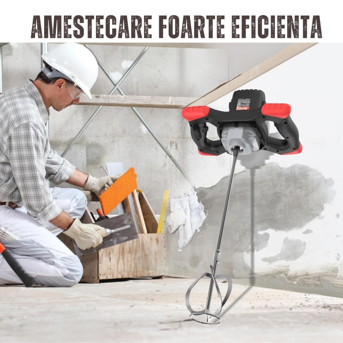 Mixer electric profesional VarioShop® 2800W, malaxor mortar adeziv si beton, 6 trepte viteza, motor cupru, filet M14, mixer constructii puternic, utilizare intensiva [13]