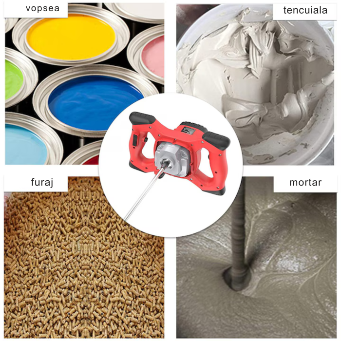 Mixer electric profesional VarioShop® 2800W, malaxor mortar adeziv si beton, 6 trepte viteza, motor cupru, filet M14, mixer constructii puternic, utilizare intensiva [3]