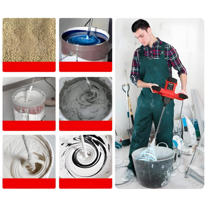 Mixer Electric Profesional VarioShop® 2800W, Malaxor pentru Mortar, Adeziv, Beton si Vopsea, 6 Trepte de Viteza, Motor Cupru, Filet M14, Include 2 Palete de Amestecare, Chei si Manusi [3]