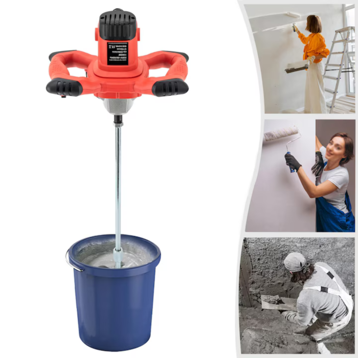 Mixer Electric Profesional VarioShop® 2800W, Malaxor pentru Mortar, Adeziv, Beton si Vopsea, 6 Trepte de Viteza, Motor Cupru, Filet M14, Include 2 Palete de Amestecare, Chei si Manusi [2]