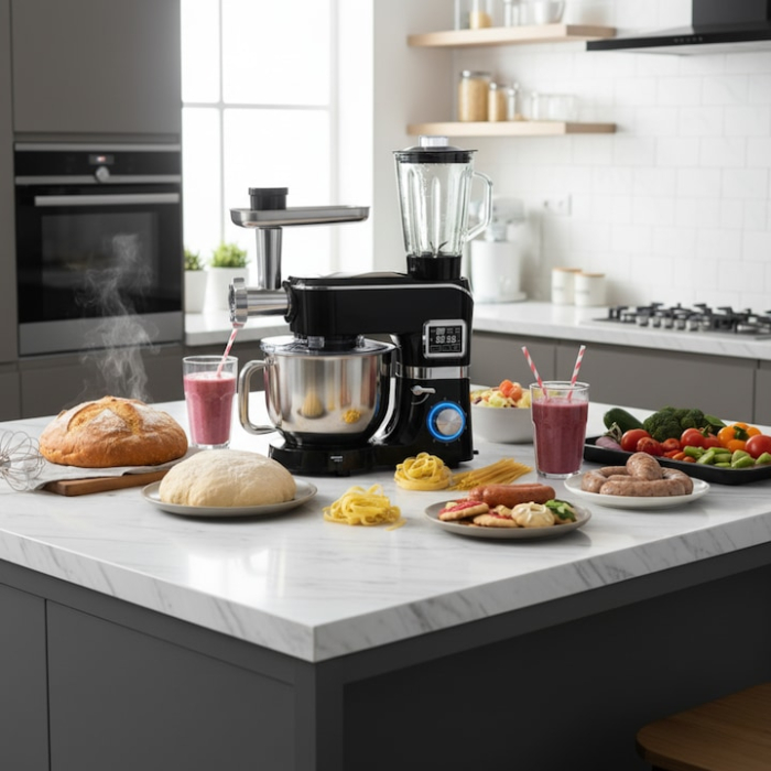 Mixer planetar multifunctional VarioShop® cu bol incalzit, tocator, 1.5L, 2000W, 6 trepte, ecran tactil, 6.2L, accesorii pentru carne, paste si prajituri [8]