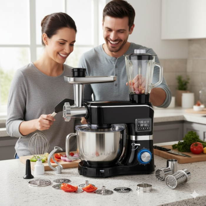 Mixer planetar multifunctional VarioShop® cu bol incalzit, tocator, 1.5L, 2000W, 6 trepte, ecran tactil, 6.2L, accesorii pentru carne, paste si prajituri [7]