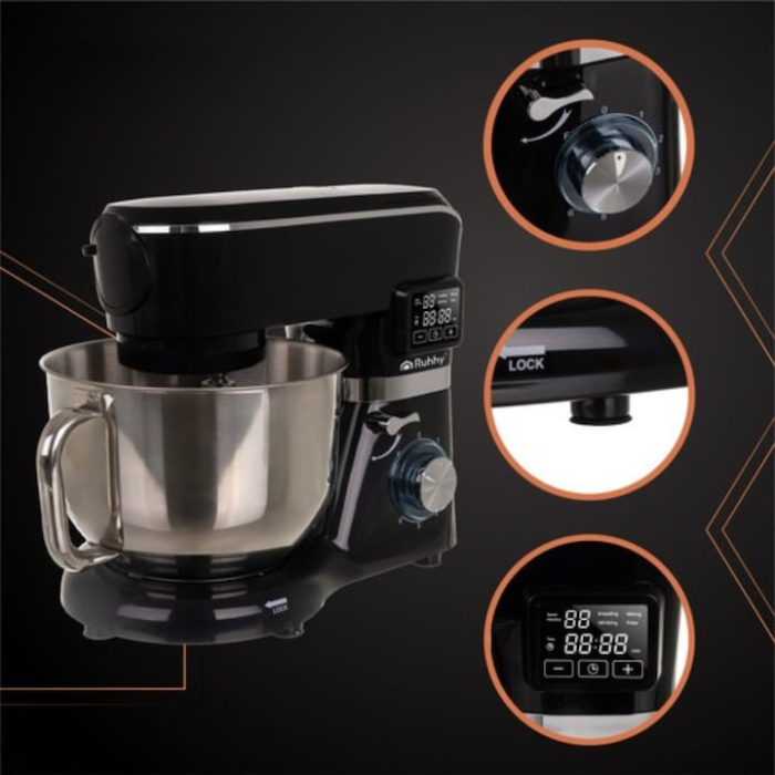 Mixer planetar multifunctional VarioShop® cu bol incalzit, tocator, 1.5L, 2000W, 6 trepte, ecran tactil, 6.2L, accesorii pentru carne, paste si prajituri [11]