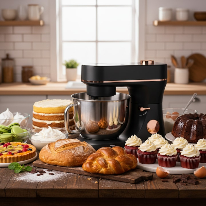 Mixer planetar profesional cu bol incalzit VarioShop®, 5.7 L, 2000 W, 11 trepte de viteza, ecran tactil digital, 3 accesorii incluse, robot de bucatarie multifunctional pentru aluaturi, creme si deser [2]