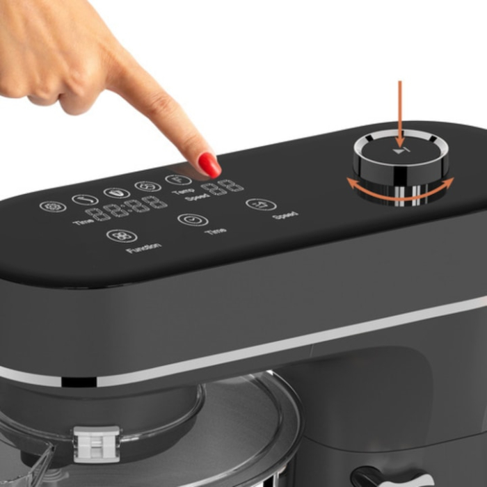 Mixer planetar profesional cu bol incalzit VarioShop®, 5.7 L, 2000 W, 11 trepte de viteza, ecran tactil digital, 3 accesorii incluse, robot de bucatarie multifunctional pentru aluaturi, creme si deser [7]