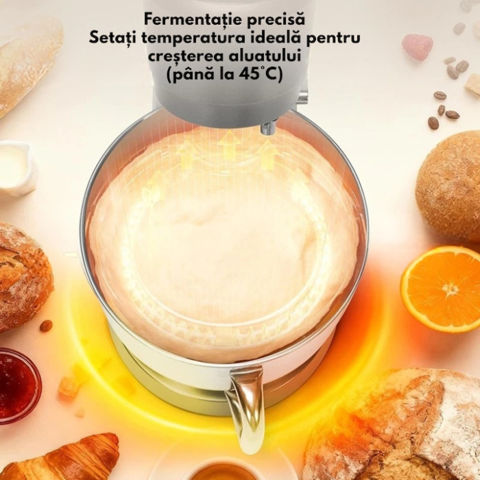 Mixer planetar profesional cu bol incalzit VarioShop®, 5.7 L, 2000 W, 11 trepte de viteza, ecran tactil digital, 3 accesorii incluse, robot de bucatarie multifunctional pentru aluaturi, creme si deser [5]