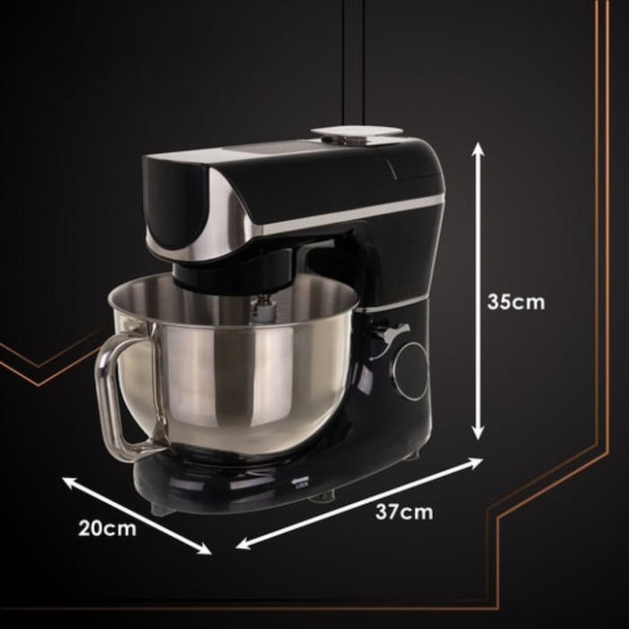 Mixer planetar profesional VarioShop®, bol incalzit, 5.5 L, 2000 W, 11 viteze, afisaj digital, 3 accesorii incluse, functii de framantare, batere, amestecare si fermentare, pentru aluaturi, creme, pai [5]