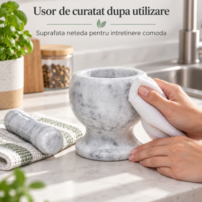 Mojar cu pistil VarioShop®, pentru zdrobirea condimentelor, ierburilor, semintelor si nucilor, suprafata neteda, marmura, 11 x 10,7 x 9 cm, gri [7]