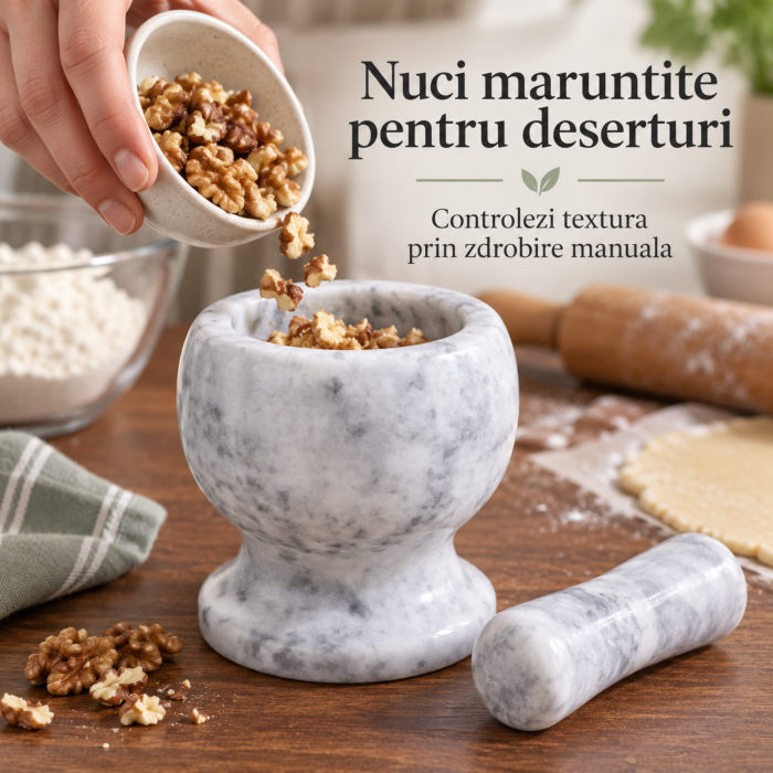Mojar cu pistil VarioShop®, pentru zdrobirea condimentelor, ierburilor, semintelor si nucilor, suprafata neteda, marmura, 11 x 10,7 x 9 cm, gri [6]