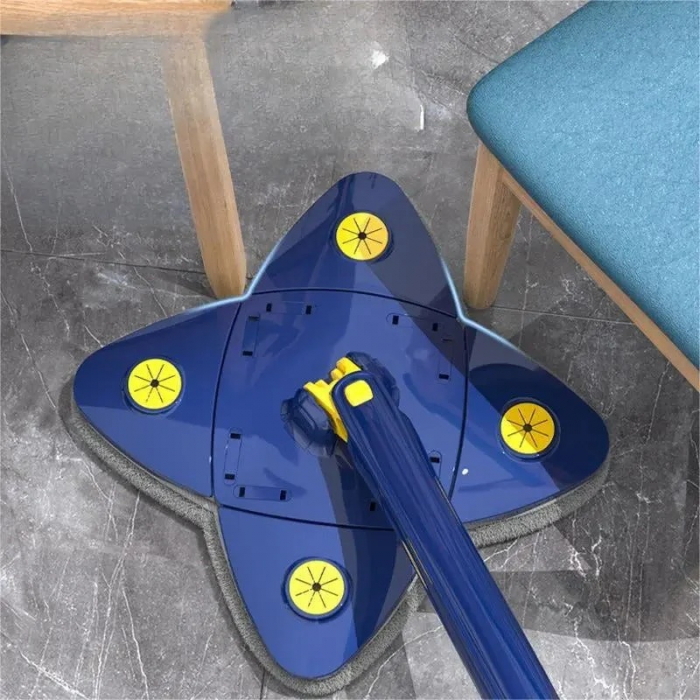 Mop cu Cap in Forma de Stea VarioShop®, Rotire 360 grade, Telescopic, Curatare usoara, Potrivit pentru gresie, marmura, ceramica, lemn, sticla etc., 140 x 24 cm, Albastru/galben [16]