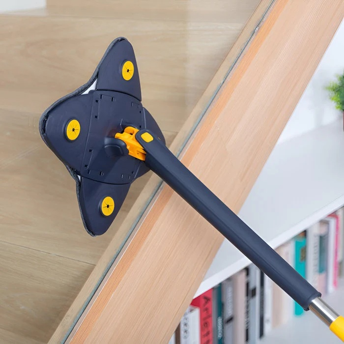 Mop cu Cap in Forma de Stea VarioShop®, Rotire 360 grade, Telescopic, Curatare usoara, Potrivit pentru gresie, marmura, ceramica, lemn, sticla etc., 140 x 24 cm, Albastru/galben [44]