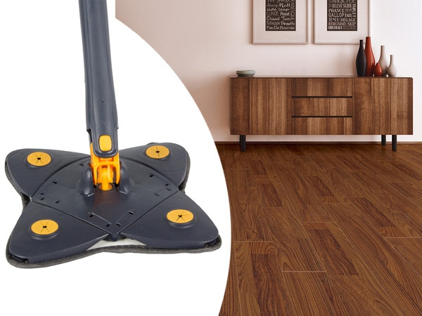 Mop cu Cap in Forma de Stea VarioShop®, Rotire 360 grade, Telescopic, Curatare usoara, Potrivit pentru gresie, marmura, ceramica, lemn, sticla etc., 140 x 24 cm, Albastru/galben [15]