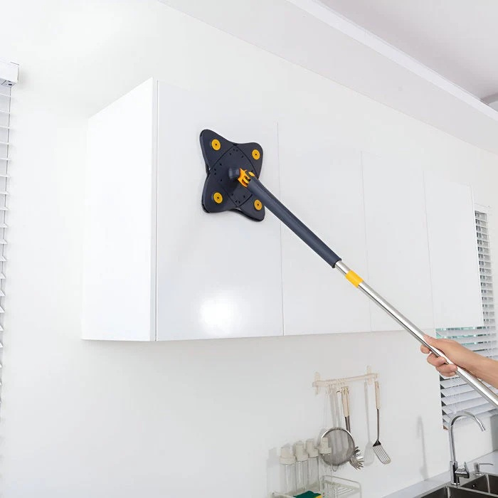 Mop cu Cap in Forma de Stea VarioShop®, Rotire 360 grade, Telescopic, Curatare usoara, Potrivit pentru gresie, marmura, ceramica, lemn, sticla etc., 140 x 24 cm, Albastru/galben [25]