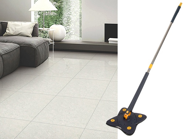Mop cu Cap in Forma de Stea VarioShop®, Rotire 360 grade, Telescopic, Curatare usoara, Potrivit pentru gresie, marmura, ceramica, lemn, sticla etc., 140 x 24 cm, Albastru/galben [18]