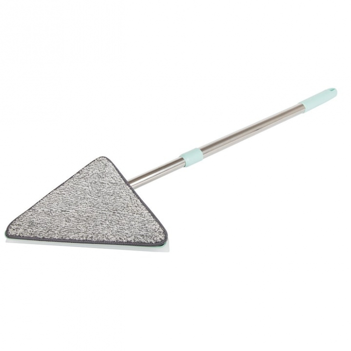 Mop cu Cap Triunghiular VarioShop®, Pliabil, Rotire 360 de Grade, Laveta Microfibra, Prevazut cu Racleta, Maner Reglabil 61 - 91cm, Verde [16]