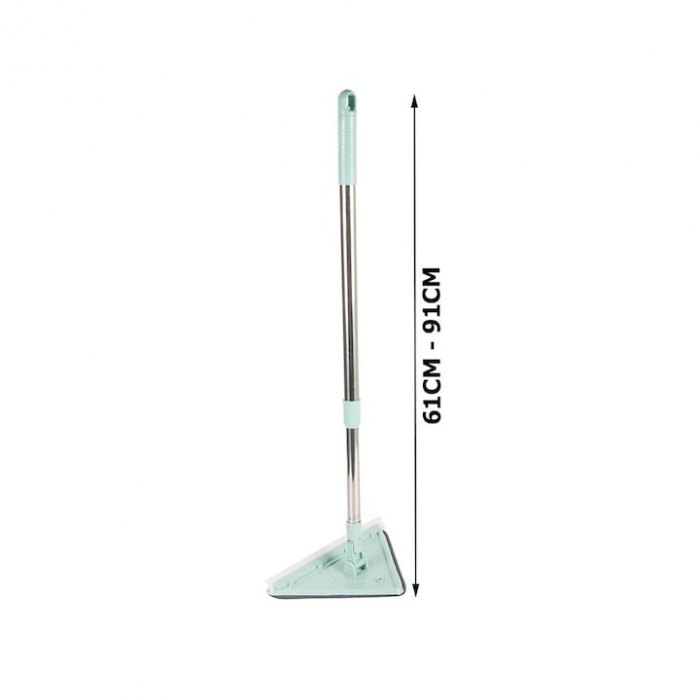 Mop cu Cap Triunghiular VarioShop®, Pliabil, Rotire 360 de Grade, Laveta Microfibra, Prevazut cu Racleta, Maner Reglabil 61 - 91cm, Verde [20]
