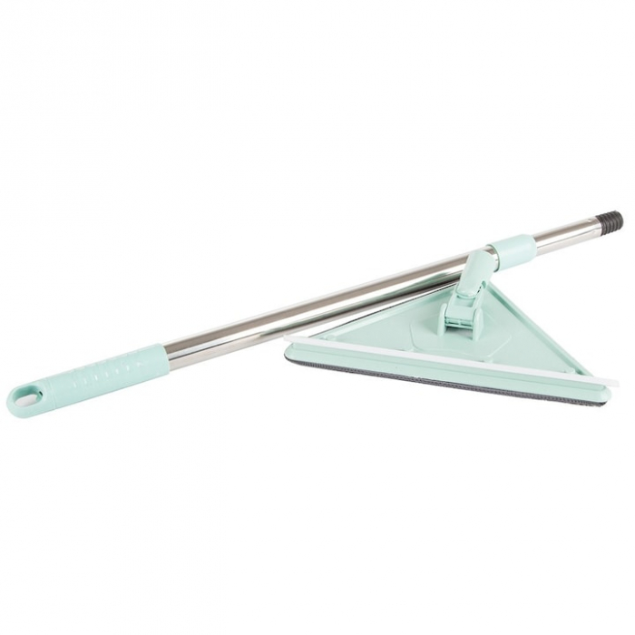 Mop cu Cap Triunghiular VarioShop®, Pliabil, Rotire 360 de Grade, Laveta Microfibra, Prevazut cu Racleta, Maner Reglabil 61 - 91cm, Verde [15]