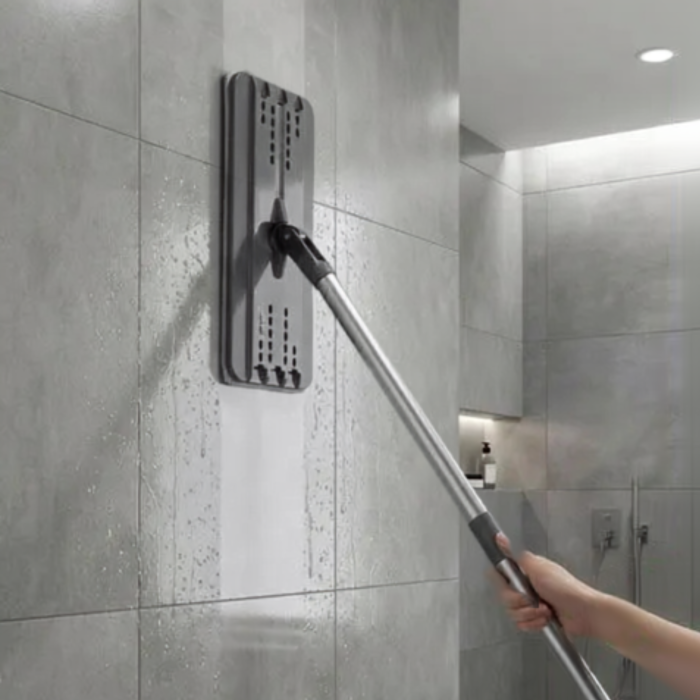 Mop plat cu galeata VarioShop®, pentru curatarea podelelor, sistem cu doua compartimente apa curata/murdara, capacitate 11L, 3 rezerve incluse, alb/negru [5]