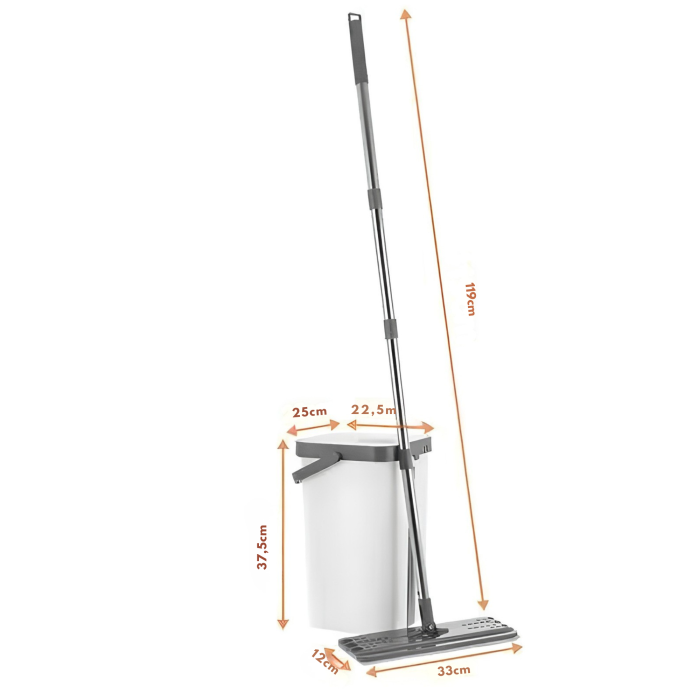 Mop plat cu galeata VarioShop®, pentru curatarea podelelor, sistem cu doua compartimente apa curata/murdara, capacitate 11L, 3 rezerve incluse, alb/negru [4]