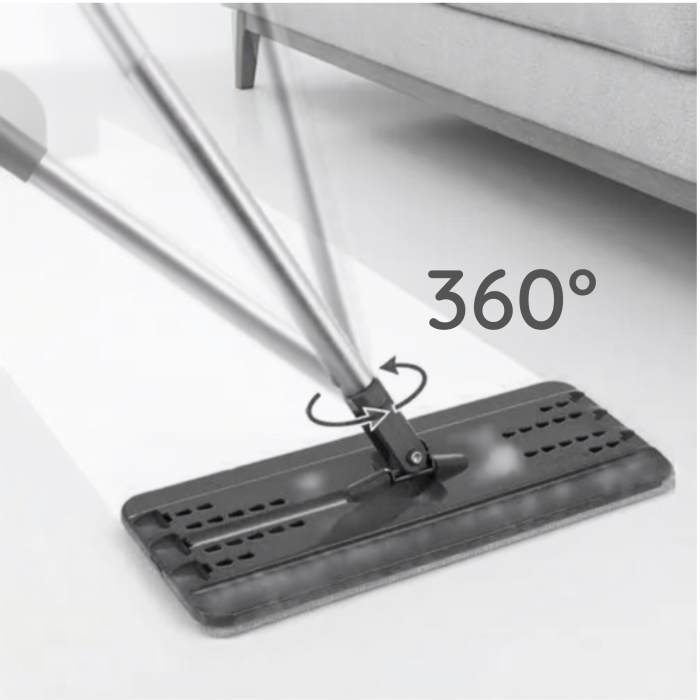 Mop plat cu galeata VarioShop®, pentru curatarea podelelor, sistem cu doua compartimente apa curata/murdara, capacitate 11L, 3 rezerve incluse, alb/negru [11]