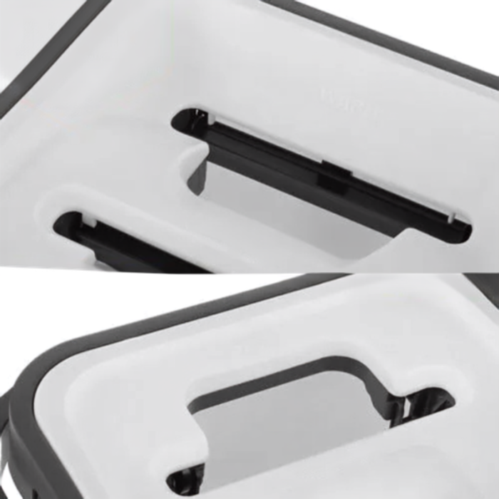 Mop plat cu galeata VarioShop®, pentru curatarea podelelor, sistem cu doua compartimente apa curata/murdara, capacitate 11L, 3 rezerve incluse, alb/negru [20]