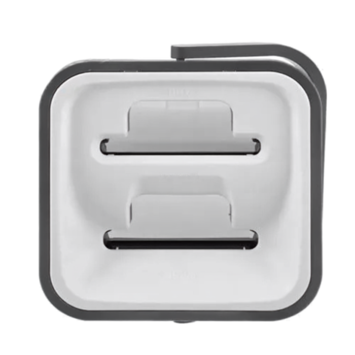 Mop plat cu galeata VarioShop®, pentru curatarea podelelor, sistem cu doua compartimente apa curata/murdara, capacitate 11L, 3 rezerve incluse, alb/negru [16]
