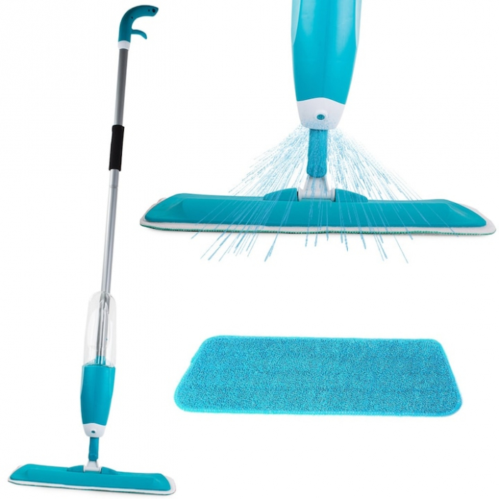 Mop Plat cu Pulverizator si Rezervor VarioShop®, Laveta Microfibra, Potrivit pentru Toate Tipurile de Suprafete, Capacitate Rezervor 1 L, Albastru [2]