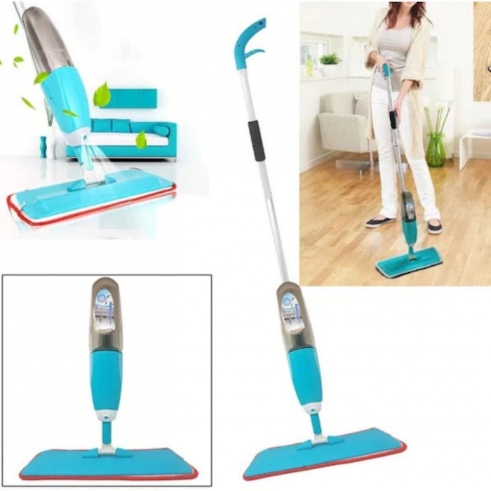 Mop Plat cu Pulverizator si Rezervor VarioShop®, Laveta Microfibra, Potrivit pentru Toate Tipurile de Suprafete, Capacitate Rezervor 1 L, Albastru [13]