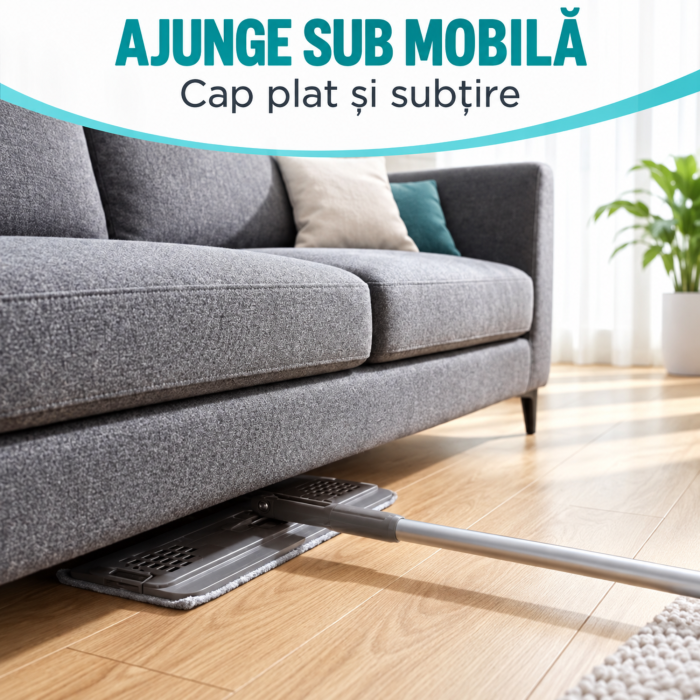 Mop plat VarioShop® cu galeata, 2 compartimente pentru apa, stoarcere fara atingere, cap rotativ 360°, 3 lavete, 8,5 L [3]