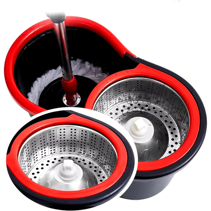 Mop rotativ cu galeata si sistem spin VarioShop®, maner telescopic, 2 rezerve microfibra, roti pentru transport, curatare eficienta si usoara [13]