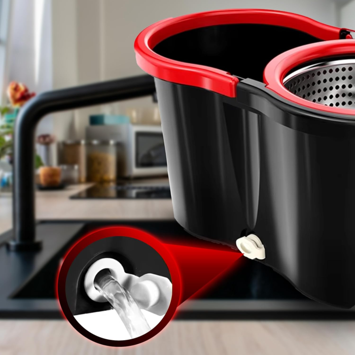 Mop rotativ cu galeata si sistem spin VarioShop®, maner telescopic, 2 rezerve microfibra, roti pentru transport, curatare eficienta si usoara [9]