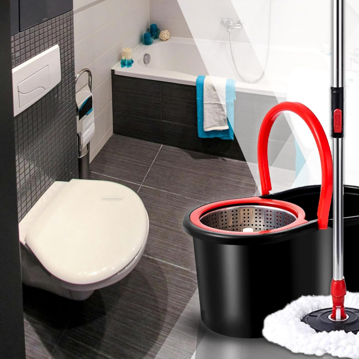 Mop rotativ cu galeata si sistem spin VarioShop®, maner telescopic, 2 rezerve microfibra, roti pentru transport, curatare eficienta si usoara [7]