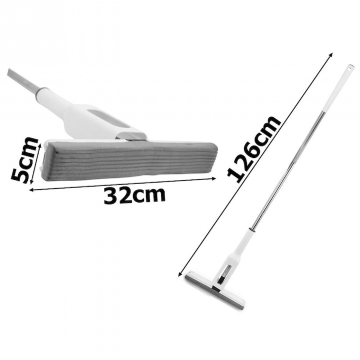 Mop Rotativ VarioShop®, Maner Reglabil, Curatenie Eficienta, Design Ergonomic, Potrivit pentru toate Tipurile de Pardoseli, 126 x 32 cm, Alb [2]