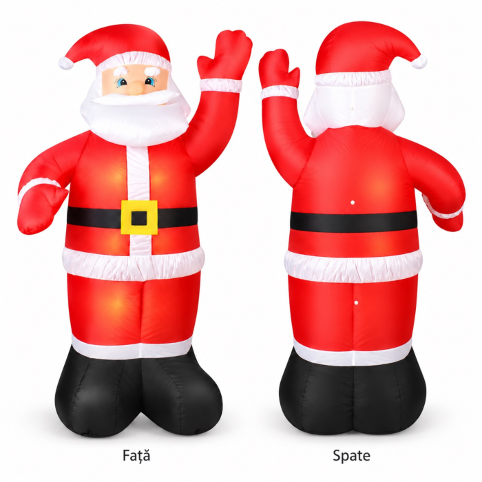 Mos Craciun gonflabil VarioShopu00ae, decoratiune pentru interior si exterior, iluminare LED, umflare automata, ventilator incorporat, accesorii fixare, IP44, 180 x 100 cm [8]