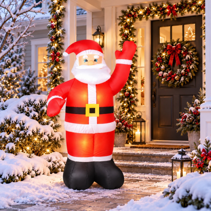 Mos Craciun gonflabil VarioShopu00ae, decoratiune pentru interior si exterior, iluminare LED, umflare automata, ventilator incorporat, accesorii fixare, IP44, 180 x 100 cm [5]