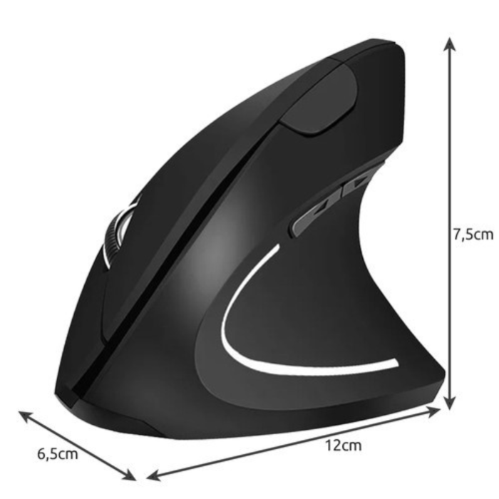 Mouse Vertical Wireless Ergonomic VarioShop®, 6 Butoane, Receptor USB Nano, Raza 10m, Compatibil cu Toate Sistemele de Operare, Design Antistres pentru Incheietura [12]