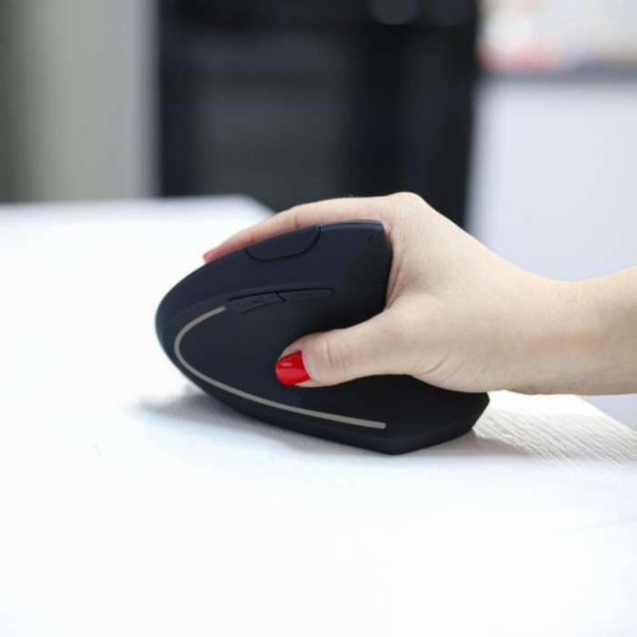Mouse Vertical Wireless Ergonomic VarioShop®, 6 Butoane, Receptor USB Nano, Raza 10m, Compatibil cu Toate Sistemele de Operare, Design Antistres pentru Incheietura [9]