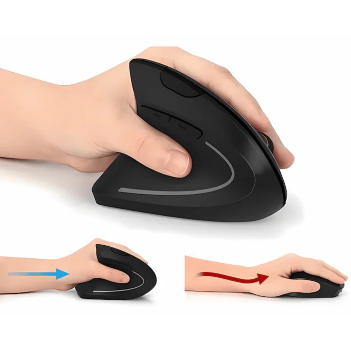 Mouse Vertical Wireless Ergonomic VarioShop®, 6 Butoane, Receptor USB Nano, Raza 10m, Compatibil cu Toate Sistemele de Operare, Design Antistres pentru Incheietura [5]