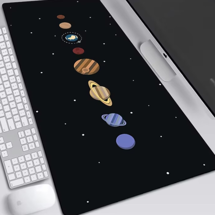 Mousepad cauciucat pentru gaming VarioShop®, anti-derapant, material flexibil, rezistent la umiditate, model galaxie, dimensiuni 90 x 40 cm, Negru [5]