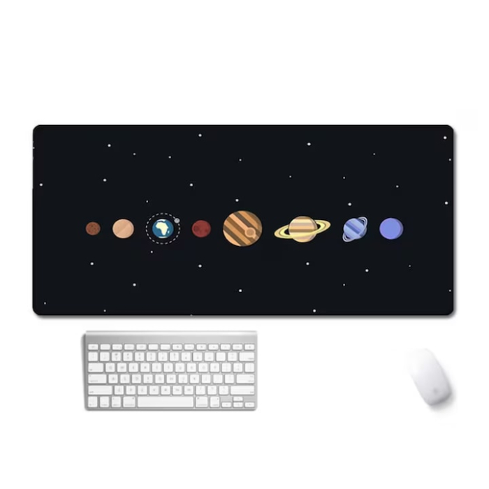 Mousepad cauciucat pentru gaming VarioShop®, anti-derapant, material flexibil, rezistent la umiditate, model galaxie, dimensiuni 90 x 40 cm, Negru [3]