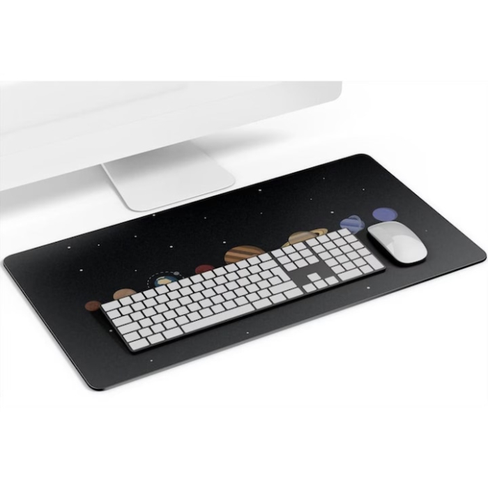 Mousepad cauciucat pentru gaming VarioShop®, anti-derapant, material flexibil, rezistent la umiditate, model galaxie, dimensiuni 90 x 40 cm, Negru [4]