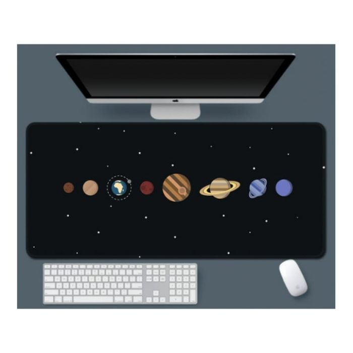 Mousepad cauciucat pentru gaming VarioShop®, anti-derapant, material flexibil, rezistent la umiditate, model galaxie, dimensiuni 90 x 40 cm, Negru [2]