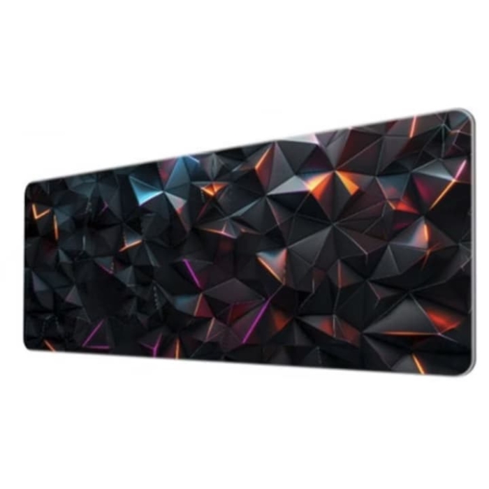 Mousepad cauciucat pentru gaming VarioShop®,, anti-derapant, rezistent la apa, cusaturi anti-rupere, model triunghiuri 3D, 90 x 40 cm, Multicolor [1]