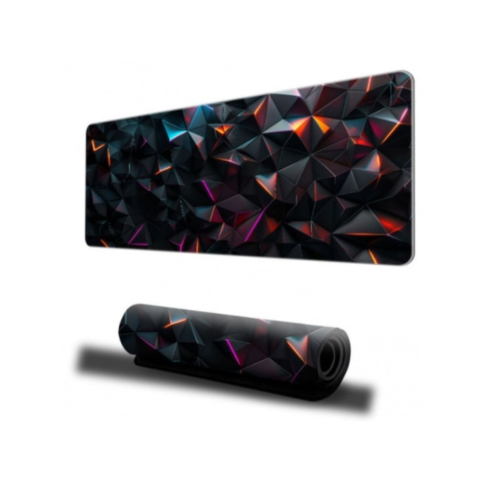 Mousepad cauciucat pentru gaming VarioShop®,, anti-derapant, rezistent la apa, cusaturi anti-rupere, model triunghiuri 3D, 90 x 40 cm, Multicolor [2]