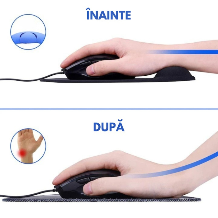 Mousepad cu suport pentru mana VarioShop®, ergonomic, confortabil, suprafata respirabila, anti-alunecare, 19 x 23 cm, Negru [6]