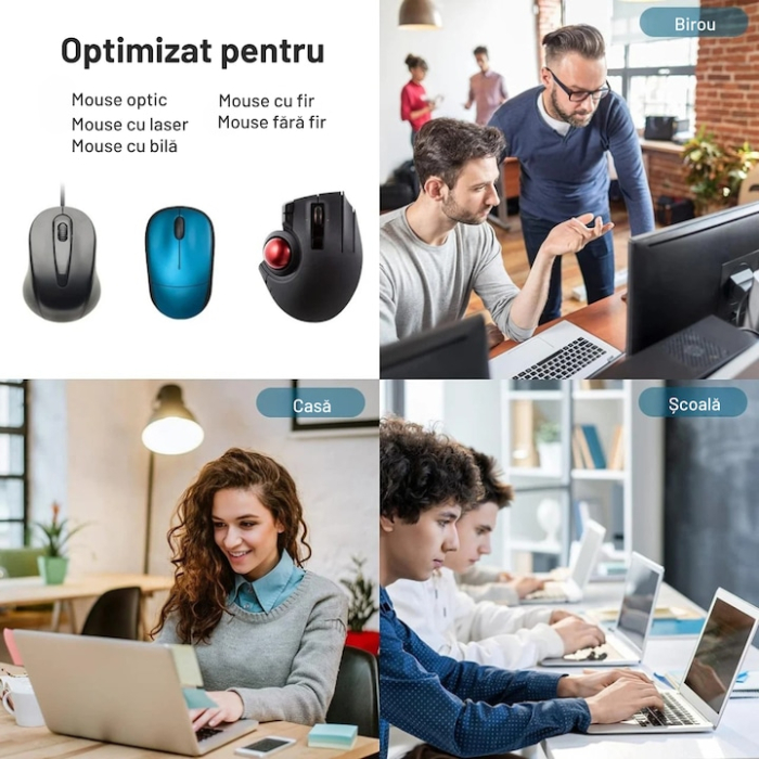 Mousepad cu suport pentru mana VarioShop®, ergonomic, confortabil, suprafata respirabila, anti-alunecare, 19 x 23 cm, Negru [3]