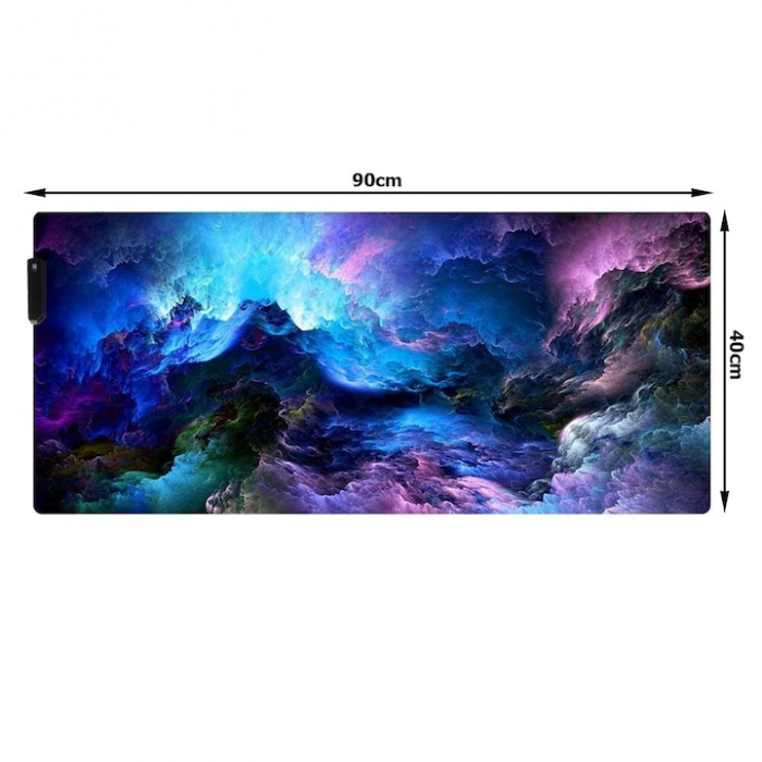 Mousepad de gaming VarioShop® cu iluminare LED, Confectionat din material flexibil, antiaderent si rezistent la umiditate, 4 module de iluminat, 7 culori, Calitate premium, Dimensiuni 90 x 40 x 0.3 cm [2]
