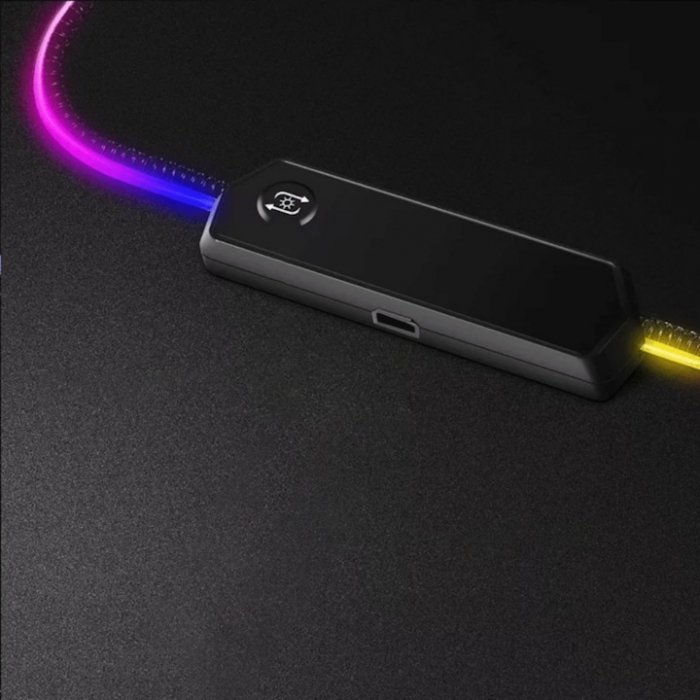 Mousepad de gaming VarioShop® cu iluminare LED, Confectionat din material flexibil, antiaderent si rezistent la umiditate, 4 module de iluminat, 7 culori, Cablu de aprox. 180 cm, Calitate premium, Dim [9]